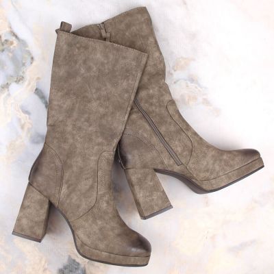 11. Jezzi W JEZ416B khaki insulated ankle boots with elastic band