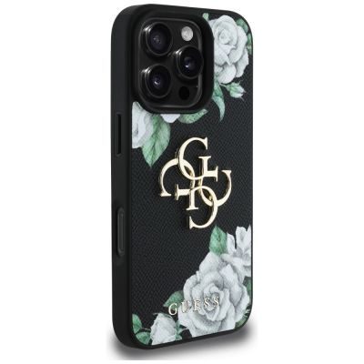4. Guess Grained Roses Big 4G logo iPhone 16 Pro case - black