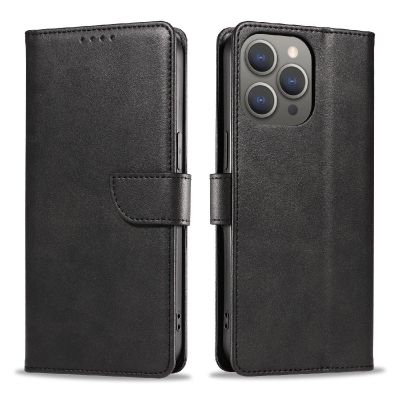 2. Leather Book Case for iPhone 16 Pro Max - black