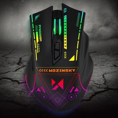 9. Wozinsky WMGB-3200 Wireless Optical Gaming Mouse with Built-in Rechargeable Battery 3200 DPI with RGB Lighting - Black