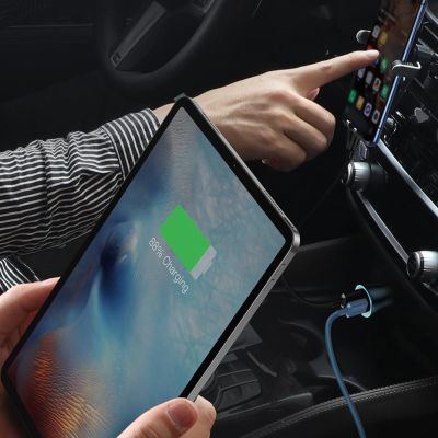 16. Baseus Golden Contactor Pro car charger USB-C / USB-A 40W PD QC 4+ SCP FCP AFC + cable - gray