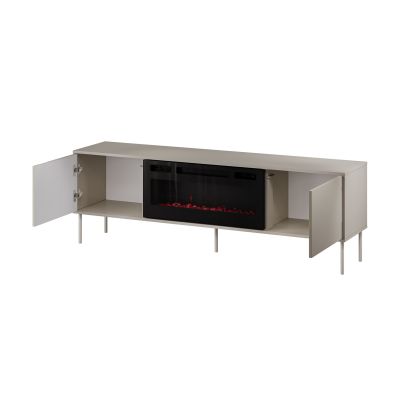 2. EF TV cabinet + black TRESSE fireplace 180x40x54.5 cashmere matt