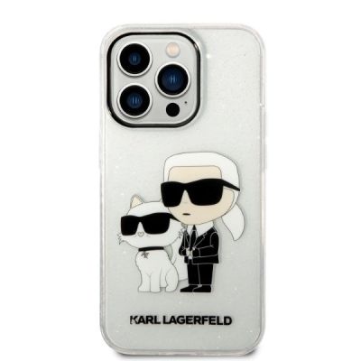 3. Karl Lagerfeld Glitter Karl&Choupette case for iPhone 14 Pro - transparent