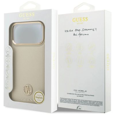 8. Guess Grained Strass Logo MagSafe case for iPhone 17 Pro Max - beige