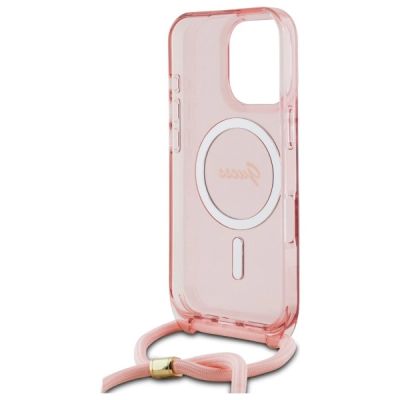 6. Guess Crossbody Cord Script MagSafe Case for iPhone 16 Pro - Pink