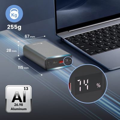 9. Extralink Powerbank EPB-126 20000mAh Silver Power bank, 45W PD, USB-C