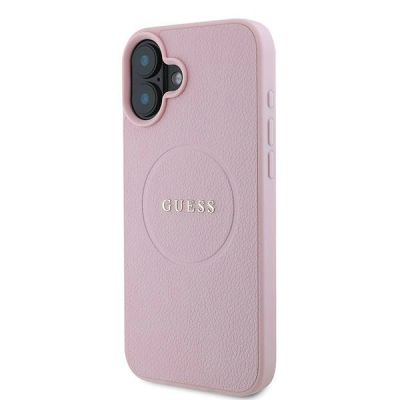 2. Guess Grained Gold Ring MagSafe iPhone 16 Plus Case - Pink