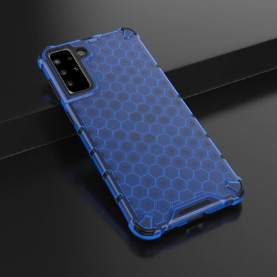 14. Honeycomb case armored cover with a gel frame for Samsung Galaxy S22 + (S22 Plus) blue
