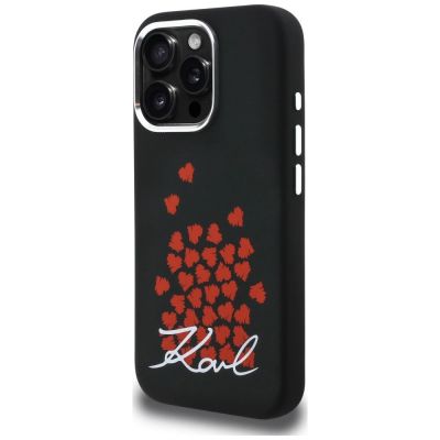 2. Karl Lagerfeld Silicone Heart Sign Logo MagSafe Case for iPhone 16 Pro Max - Black