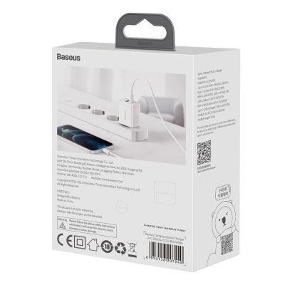 9. Baseus Compact fast charger USB / USB Type C 20W 3A Power Delivery Quick Charge 3.0 white (CCXJ-B02)