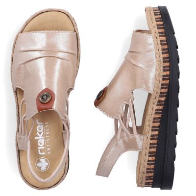 5. Rieker V7972-60 women's gold wedge sandals