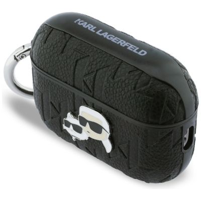 3. Karl Lagerfeld Monogram Karl & Choupette Head Case for AirPods Pro 3 - Black