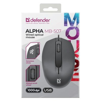 5. DEFENDER MOUSE ALPHA MB-507 SILENT BLACK 1000dpi 3P