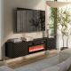 3. LARA TV cabinet 183x35x37 black matt + black fireplace