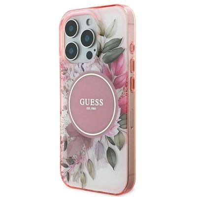 2. Guess IML Flower & Tonal Circle MagSafe iPhone 16 Pro Max Case - Pink