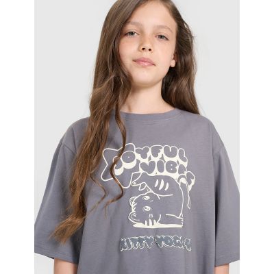 3. Oversized T-shirt with print for girls 4F 4FJRAW25TTSHF3197-22S