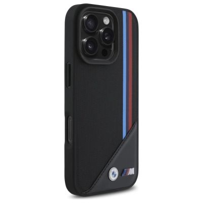 4. BMW M Meshed Tricolor Stripes MagSafe Case for iPhone 16 Pro Max - Black