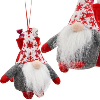 DECORATIVE SANTA CLAUS WITH GIFT BAG 15CM GRAY