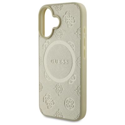 6. Guess Saffiano Peony Classic Logo MagSafe case for iPhone 16 - gold
