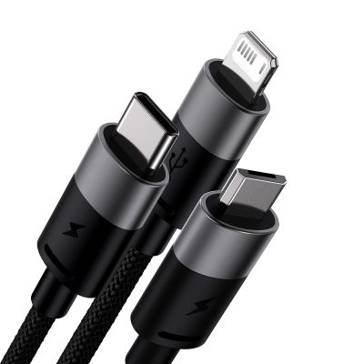 2. 3in1 USB - micro USB / Lightning / USB C 3.5A 1.2m cable Baseus StarSpeed - black