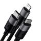 2. 3in1 USB - micro USB / Lightning / USB C 3.5A 1.2m cable Baseus StarSpeed - black