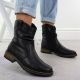 4. Rieker Z6883-00 Black Ruched Leather Women’s Ankle Boots