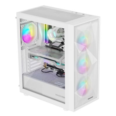 GENESIS DIAXID 605 ARGB MIDI TOWER CASE WITH WINDOW, USB-C, WHITE