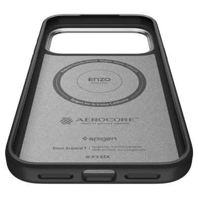 9. Spigen Enzo Aramid "T" MagSafe Case for iPhone 17 Pro - Black and Silver