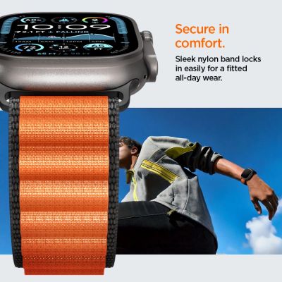 13. Spigen WBF1 Strap for Apple Watch 44 / 45 / 46 / 49 mm - Black and Orange