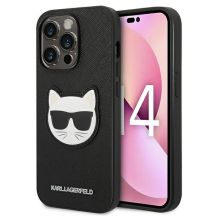 Karl Lagerfeld Saffiano Choupette Head Patch Case for iPhone 14 Pro - Black