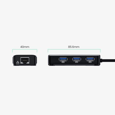 3. Ugreen 20265 USB-A / RJ45 1000 Mbps HUB 3x USB 3.0 Network Adapter - Black