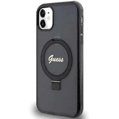 2. Guess Ring Stand Script Glitter MagSafe case for iPhone 11 / Xr - black