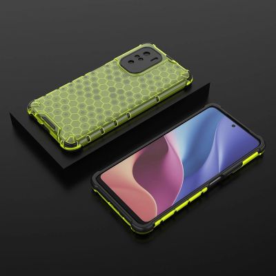 3. Honeycomb Case armor cover with TPU Bumper for Xiaomi Redmi K40 Pro+ / K40 Pro / K40 / Poco F3 green