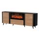 4. VOLARE chest of drawers 200x39x75 black/walnut + fireplace