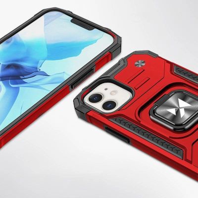 2. Wozinsky Ring Armor case for iPhone 14 armored cover magnetic holder ring red