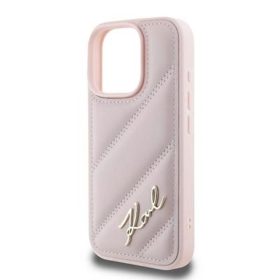 6. Karl Lagerfeld Quilted Signature iPhone 16 Pro Max Case - Pink