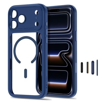 2. Tech-Protect MagPeak MagSafe CC Case for iPhone 18 Pro / 17 Pro - Clear Navy Blue