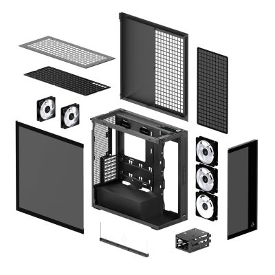 9. Arctic Xtender Schwarz Glasfenster case ohne GPU mount