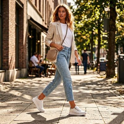 7. Women's leather sports shoes white Remonte Rieker D2V03-80