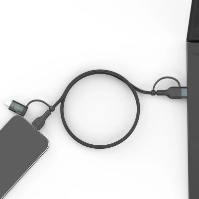 9. 3mk Hyper Cable N-SERIES 2 in 2 USB-A / USB-C and USB-C / Lightning 1.2m QC 3.0 9V/2A 60W - black