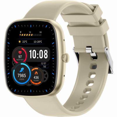 5. GRAVITY GT18-7 Women's Smartwatch Beige Silicone Strap + Black Strap