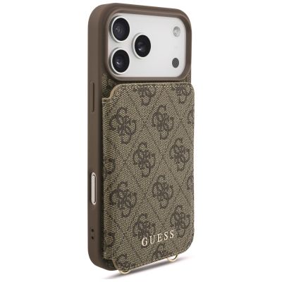 3. Guess 4G Cardslots & Magnetic Closure Crossbody Case for iPhone 18 Pro / 17 Pro – brown