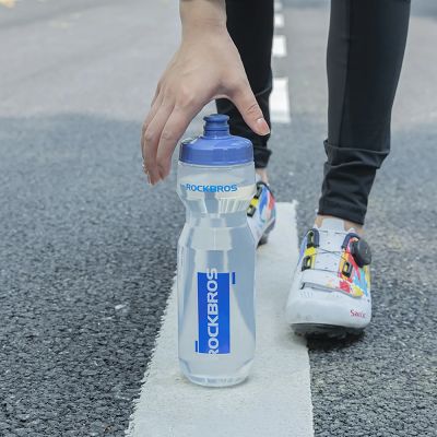 2. Rockbros 750 ml Bicycle Bottle - Transparent with Blue Mouthpiece