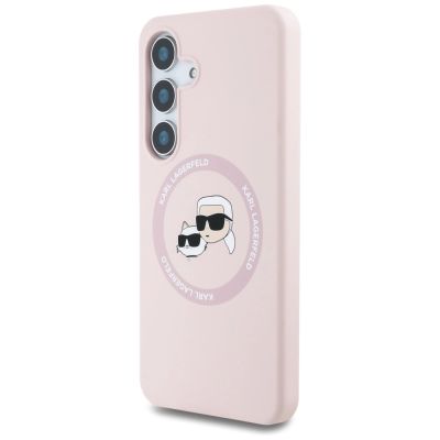 2. Karl Lagerfeld Silicone Double Heads And Circle MagSafe Samsung Galaxy S25 Plus Case Pink
