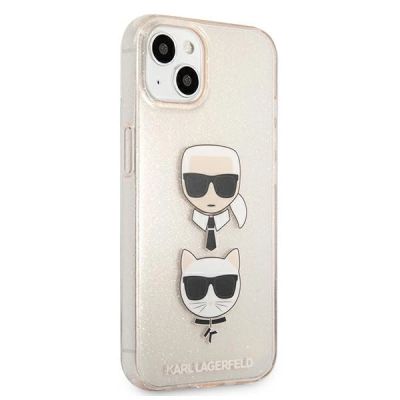 4. Karl Lagerfeld Glitter Karl's & Choupette Head Case for iPhone 13 mini - Gold