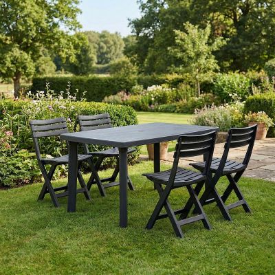 44. SET OF 4 FOLDABLE PLASTIC CATERING CHAIRS KOMODO ANTHRACITE