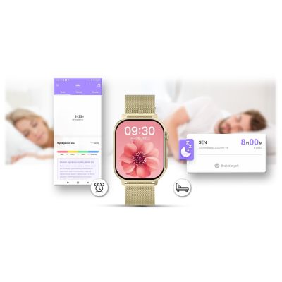 15. Smartwatch Gravity GT15-7 Pink Silicone Strap + Gold Bracelet