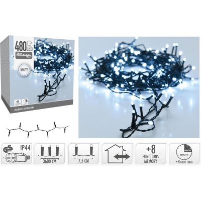 16. CHRISTMAS TREE LIGHTS LIGHT CHAIN 480 LED TIMER COOL WHITE