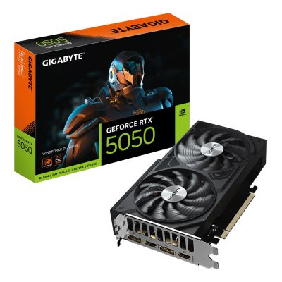 Gigabyte GeForce RTX 5050 WINDFORCE OC V2 8G graphics card, NVIDIA technology, 8 GB, GeForce RTX 5050, GDDR6 memory, Number of HDMI ports: 2, PCI-E 5.0 connector