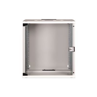 18. 19" 12U wall-mounted network cabinet, SOHO PRO 595 x 540 x 400 mm, glass door, gray, unassembled, 60 kg
